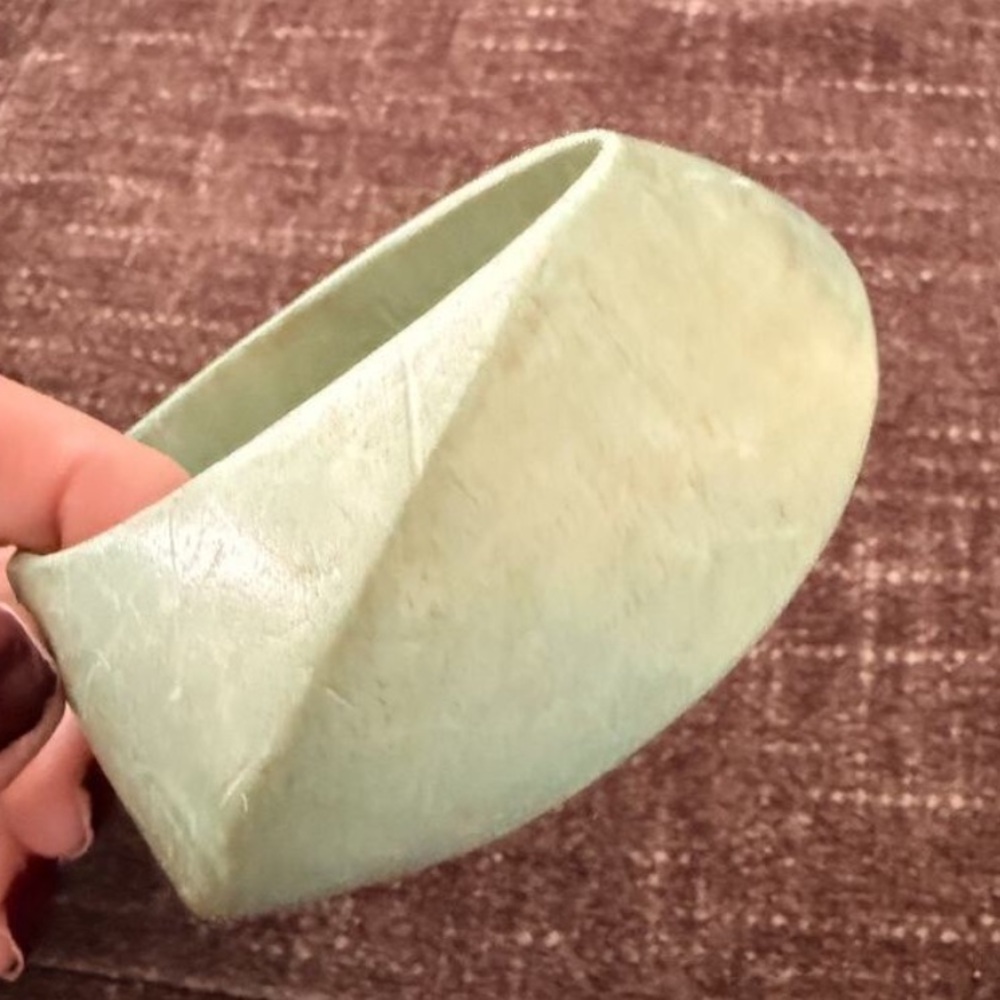 Vintage Chunky Wooden Bangle Green MCM Bracelet Boho Artsy Geometric Lightweight